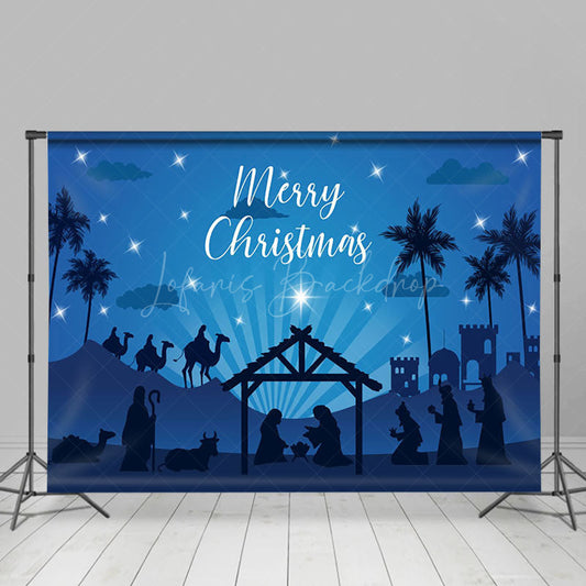 Lofaris Blue Starry Sky Night Nativity Christmas Backdrop