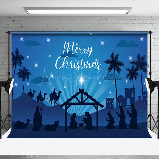 Lofaris Blue Starry Sky Night Nativity Christmas Backdrop