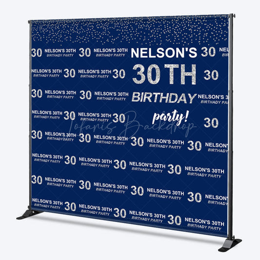 Lofaris Blue Step And Repeat Custom 30th Birthday Backdrop