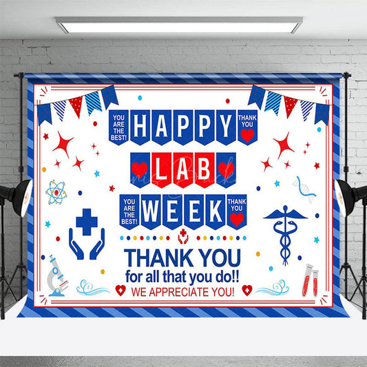 Lofaris Blue Stripe Chemical Instruments Lab Week Backdrop