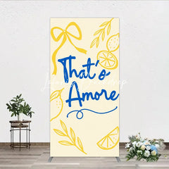 Lofaris Blue That’s Amore and Yellow Lemon Ribbon Rectangle Arch Backdrop Whimsical Italian Theme Party Decor