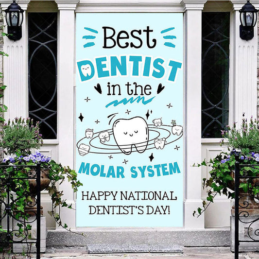 Lofaris Blue Tooth Happy National Dentists Day Door Cover