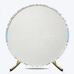 Lofaris Blue Twins Baby Shower Round Backdrop Cute Elephant Chevron Party Decoration It Is Background