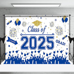 Lofaris Blue White Class of 2025 Congrats Graduation Backdrop