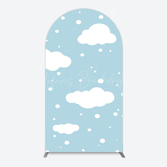 Lofaris Blue White Cloud Hot Air Balloon Party Arch Backdrop