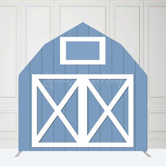 Lofaris Blue White Farm Barn Door Arch Party Decor Backdrop