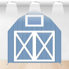 Lofaris Blue White Farm Barn Door Arch Party Decor Backdrop