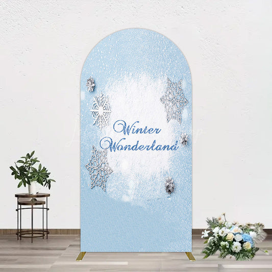 Lofaris Blue White Glitter Winter Wonderland Arch Backdrop