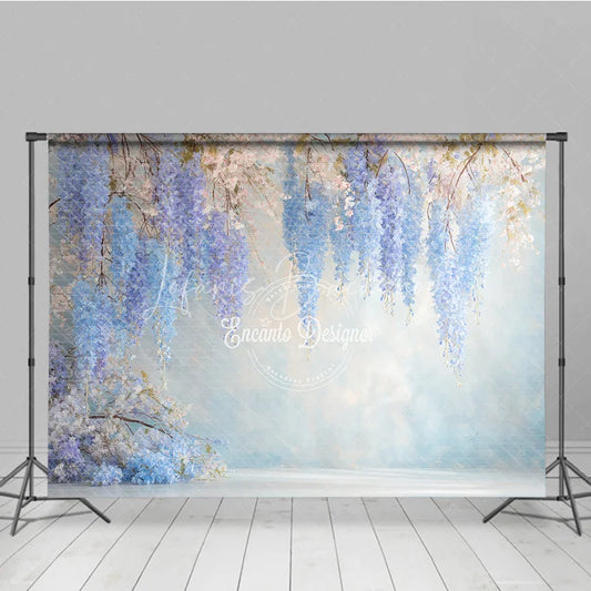 Lofaris Blue Wisteria Fine Art Backdrop Hanging Purple Floral Photography Background Dreamy Pastel Blossoms Photo Studio Prop