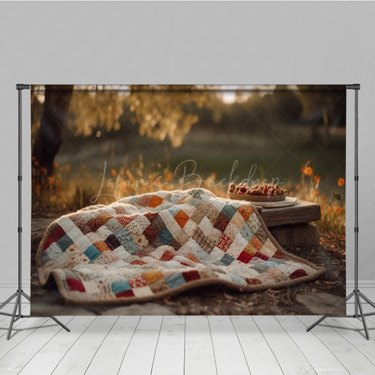 Lofaris Blurry Lake Tree Blanket Autumn Scene Photo Backdrop