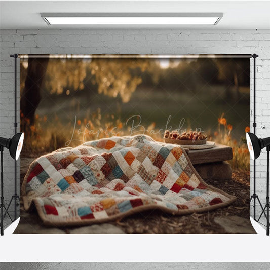 Lofaris Blurry Lake Tree Blanket Autumn Scene Photo Backdrop