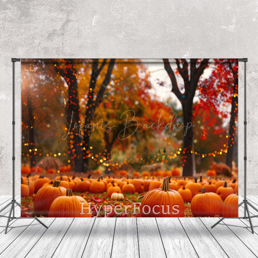 Lofaris Blurry Maple Grove Pumpkins Autumn Photo Backdrop