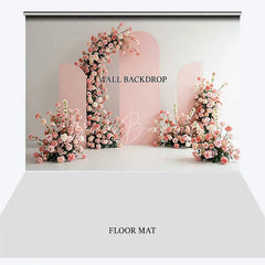 Lofaris Blush Pink Floral Arched Panels Combo Set Backdrop Elegant Roses Wedding Baby Shower Party Decor