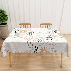 Lofaris Bohemian Abstract Tablecloth with Spirals and Speckles for Eclectic Artistic Dining Room Decor