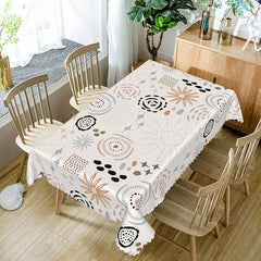 Lofaris Bohemian Abstract Tablecloth with Spirals and Speckles for Eclectic Artistic Dining Room Decor