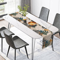 Lofaris Boho Abstract Earth Tone Table Runner Fine Art Geometric Design Fresh Modern Neutral Kitchen or Dining Decor