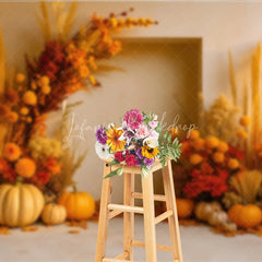 Lofaris Boho Autumn Floral Arch Photography Backdrop Pampas Grass and Pumpkins Modern Fall Wedding Photo Booth Decor