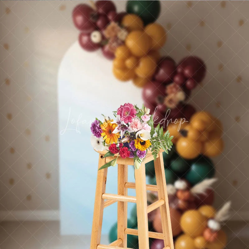 Lofaris Boho Balloon Arch Backdrop Fall Pumpkin Pampas Grass Background Autumn Harvest Birthday Baby Shower Decoration