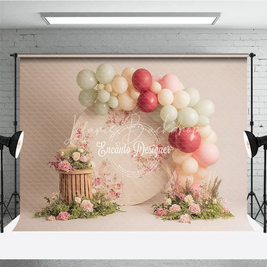 Lofaris Boho Balloon Arch Photography Backdrop Earth Tone Colors with Floral Modern Wedding or Bridal Shower Decor