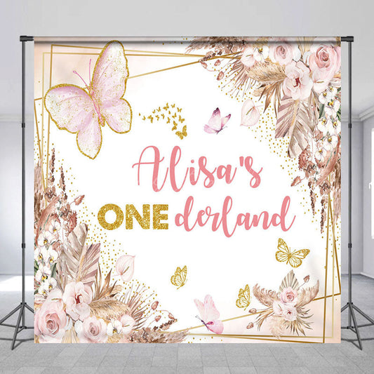 Lofaris Boho Butterfly Onederland Custom Birthday Backdrop
