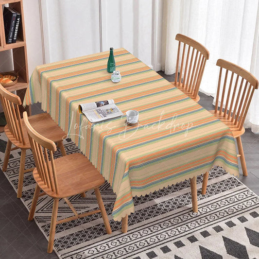 Lofaris Boho Colorful Striped Rectangle Tablecloth Texture Pattern for Kitchen Dining Party Decor Washable Table Cover
