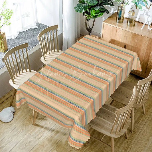 Lofaris Boho Colorful Striped Rectangle Tablecloth Texture Pattern for Kitchen Dining Party Decor Washable Table Cover