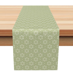Lofaris Boho Farmhouse Table Runner in Sage Green Plaid and Floral for Spring Cottage Style Kitchen