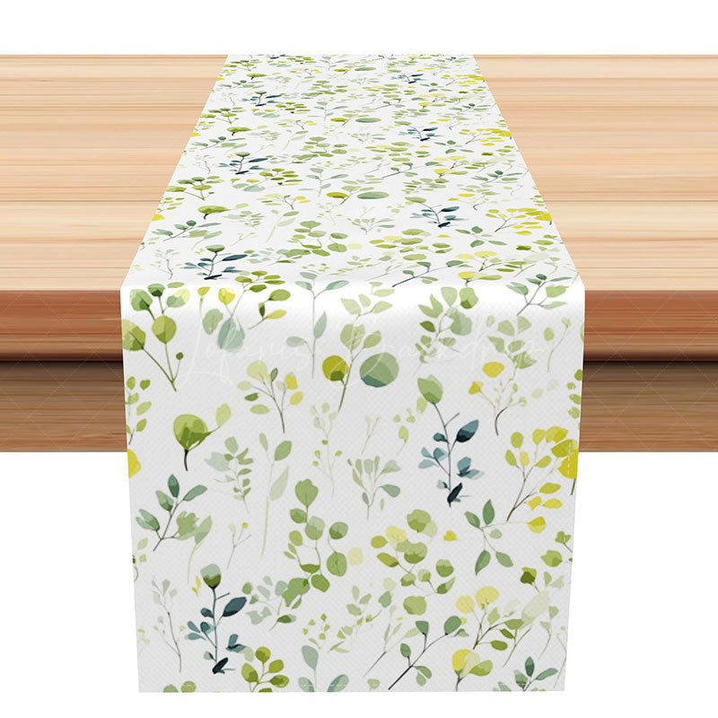 Lofaris Boho Fine Art Spring Leaves Table Runner Fresh Greenery Kitchen Decor Cute Botanical Modern Farmhouse Style