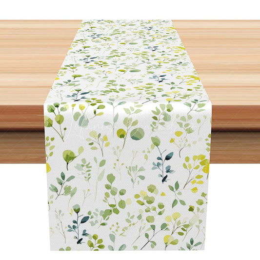 Lofaris Boho Fine Art Spring Leaves Table Runner Fresh Greenery Kitchen Decor Cute Botanical Modern Farmhouse Style