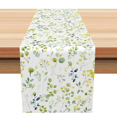 Lofaris Boho Fine Art Spring Leaves Table Runner Fresh Greenery Kitchen Decor Cute Botanical Modern Farmhouse Style