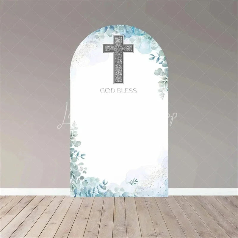 Lofaris Boho Floral Baptism Arch Backdrop Delicate Flower for Christening Party Spring Garden Photo Decor Kids