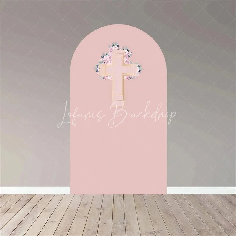 Lofaris Boho Floral Baptism Arch Backdrop Delicate Flower for Christening Party Spring Garden Photo Decor Kids
