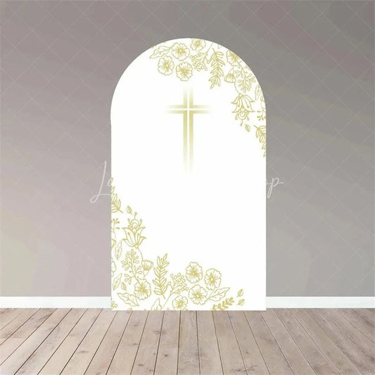Lofaris Boho Floral Baptism Arch Backdrop Delicate Flower for Christening Party Spring Garden Photo Decor Kids