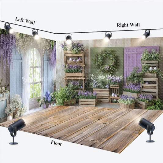 Lofaris Boho Floral Cabine Easter Photo Room Set Backdrop