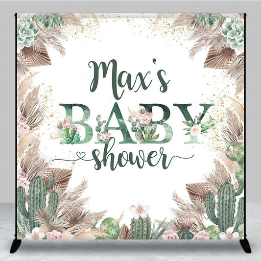 Lofaris Boho Floral Cactus Desert Custom Baby Shower Backdrop