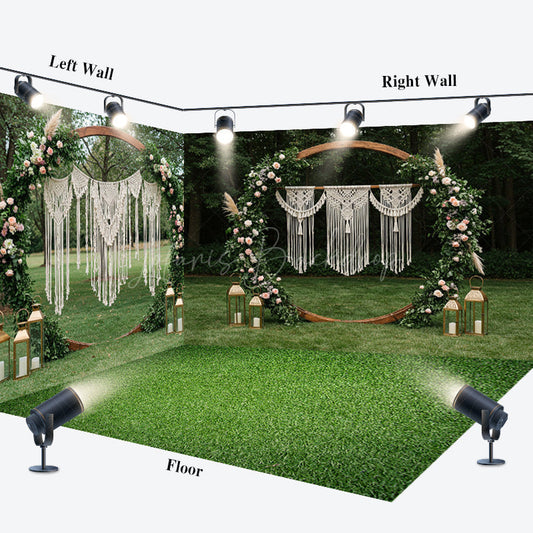 Lofaris Boho Floral Circular Wedding Decor Room Set Backdrop