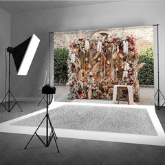 Lofaris Boho Floral Photography Backdrop with Pampas Grass Orchids and Roses Rustic Wedding Event Decor