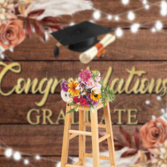 Lofaris Boho Floral Wooden Congratulations Graduate Backdrop
