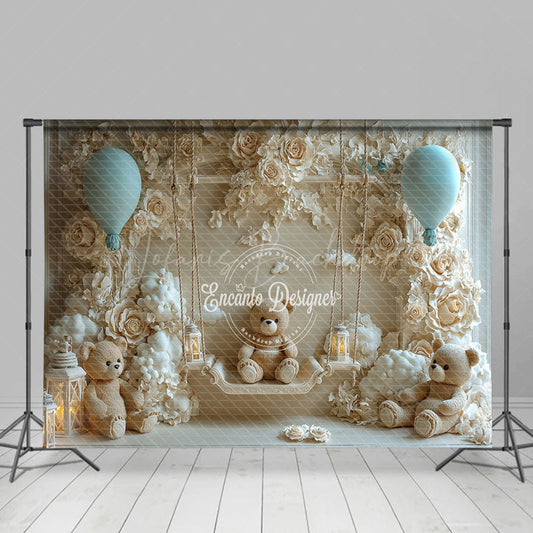 Lofaris Boho Flower Carving Wall Bear Swing Cake Smash Backdrop