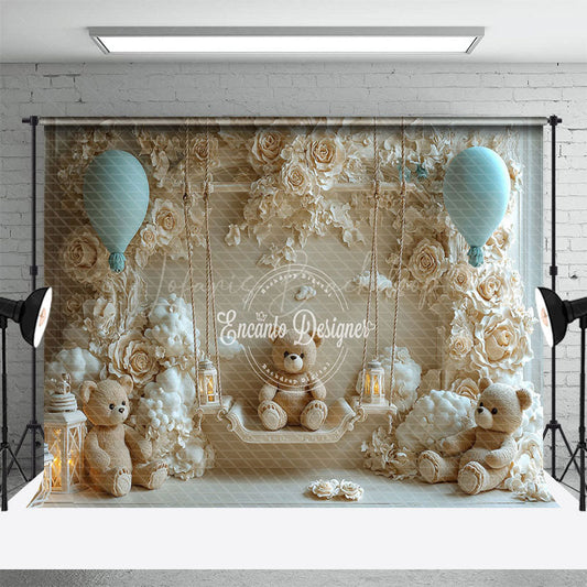 Lofaris Boho Flower Carving Wall Bear Swing Cake Smash Backdrop