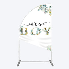 Lofaris Boho Glitter Plants Fresh Baby Shower Half Moon Arch Backdrop