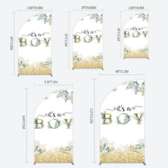 Lofaris Boho Glitter Plants Fresh Baby Shower Half Moon Arch Backdrop