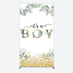 Lofaris Boho Glitter Plants Fresh Baby Shower Rectangle Backdrop