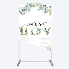 Lofaris Boho Glitter Plants Fresh Baby Shower Rectangle Backdrop