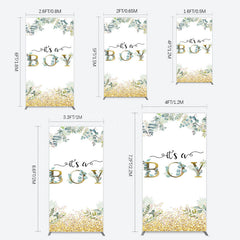 Lofaris Boho Glitter Plants Fresh Baby Shower Rectangle Backdrop