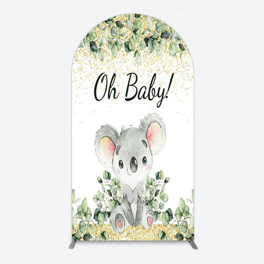 Lofaris Boho Green Glitter Koala Baby Shower Arch Backdrop