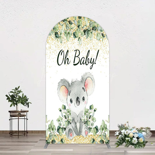 Lofaris Boho Green Glitter Koala Baby Shower Arch Backdrop