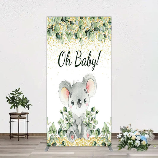 Lofaris Boho Green Glitter Koala Baby Shower Rectangle Backdrop