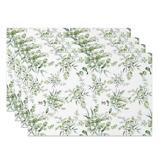 Lofaris Boho Green Leaf and Branch Placemats Set of 4 for Rustic Botanical Farmhouse Dining Table Decor