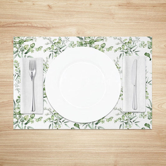Lofaris Boho Green Leaf and Branch Placemats Set of 4 for Rustic Botanical Farmhouse Dining Table Decor